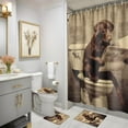thumbnail image 3 of 4PCS/Set Highland Cow Bathroom Funny Animal Highland Cow Sitting on The Toilet Reading a Newspaper Shower Curtains for Bathroom Decor,Black Grey Bathroom Decor,Waterproof Fabric Bath Curtain, 3 of 6