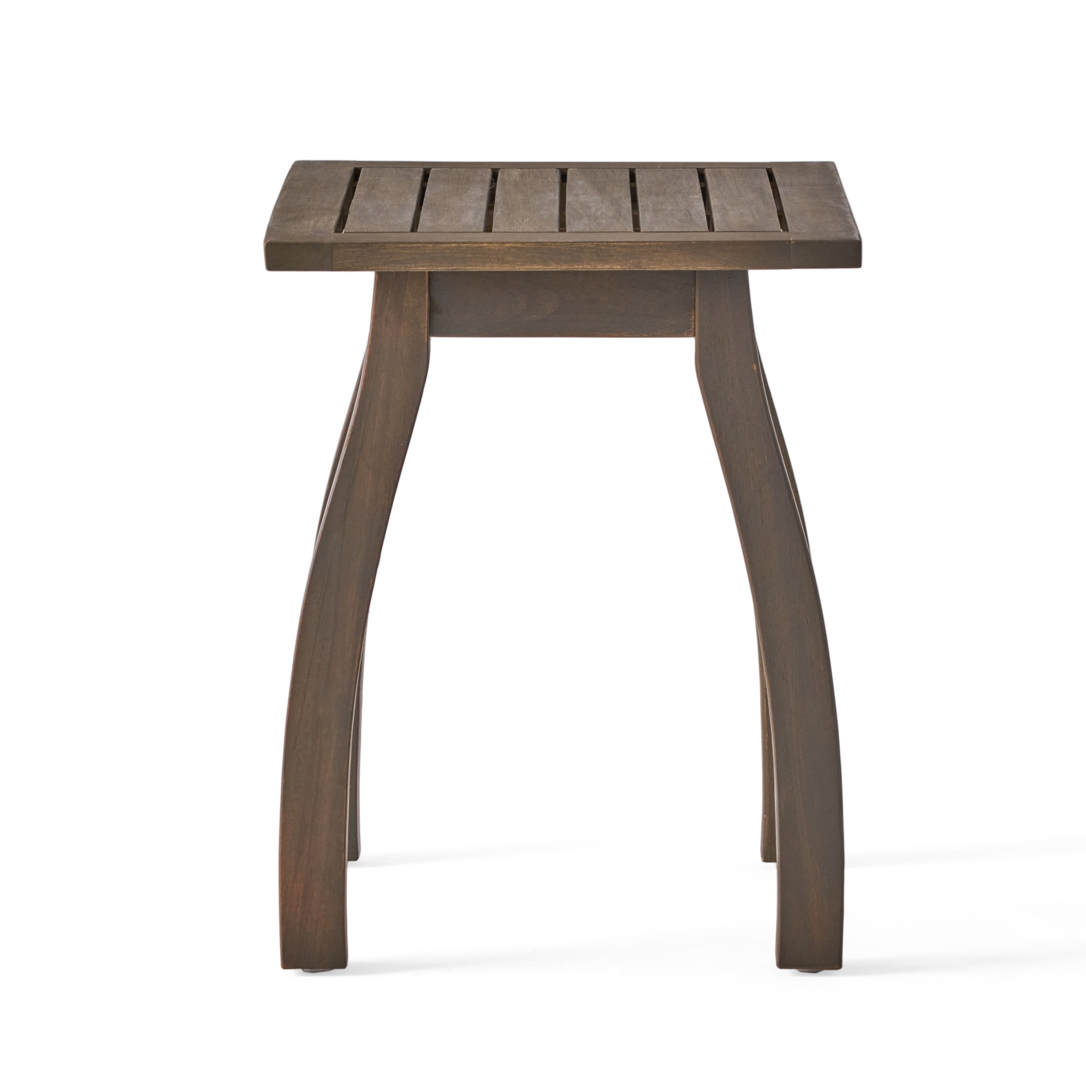 Christopher Knight Home Outdoor Accent Side Table, Acacia Wood End Table with Curved Legs, Dark Brown