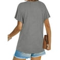thumbnail image 4 of HUBERY Women Cross Over Twisted Hem Solid Color Short Sleeve Shirt, 4 of 4