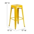 thumbnail image 4 of Emma + Oliver Commercial Grade 30"H Backless Yellow Metal Indoor-Outdoor Barstool, Square, 4 of 10