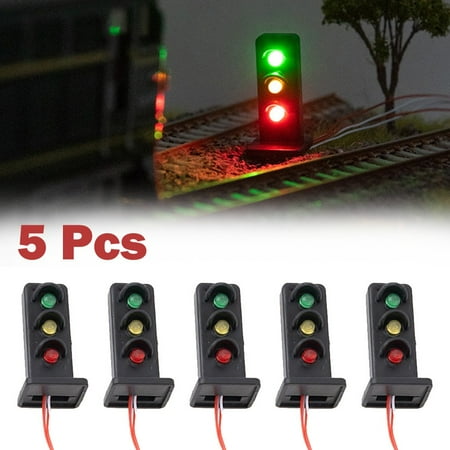 

Sufanic 5Pcs Model Train Signals 3 Lights Oo Ho Scale Railroad Led Signal Lamp 27Mm