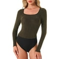 thumbnail image 1 of INSPIRE CHIC Bodysuits de Fiesta para Mujeres con Puntos Metálicos Brillantes, Cuello Cuadrado, Mangas Largas, Tallas L y O, 1 of 5