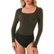 thumbnail image 1 of INSPIRE CHIC Bodysuits de Fiesta para Mujeres con Puntos Metálicos Brillantes, Cuello Cuadrado, Mangas Largas, Tallas M, Oro y Negro, 1 of 5
