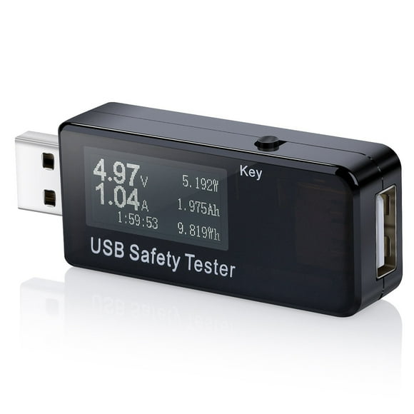 Yeacher USB Digital Tester Current Voltage Monitor DC 5.1A 30V Amp Voltage Meter Test Speed of Chargers Cables Capacity of Power Banks Black