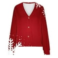 thumbnail image 3 of Lovskoo Women's Christmas Knit Cardigan Sweaters Casual Floral Print Long Sleeve Open Front Button Up Fall Sweater Jackets R-Red, 3 of 5