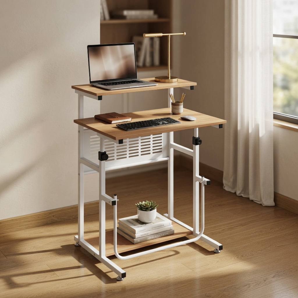 Topcobe Standing Desk for Small Space Sit Stand Desk with Height Adjustable Desktop, Perfect Addition to Home, Office, Home Bar, Kitchen, Dining Room