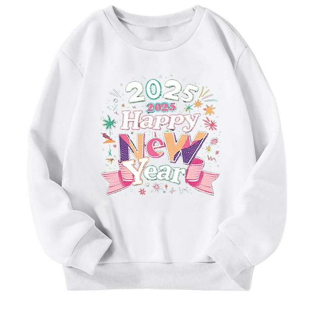 JAKANYQ Chandail en Molleton à Manches Longues Col Rond Couleur Unie Printemps pour Filles Garçons Enfants Décontracté Blanc 3-4 Ans