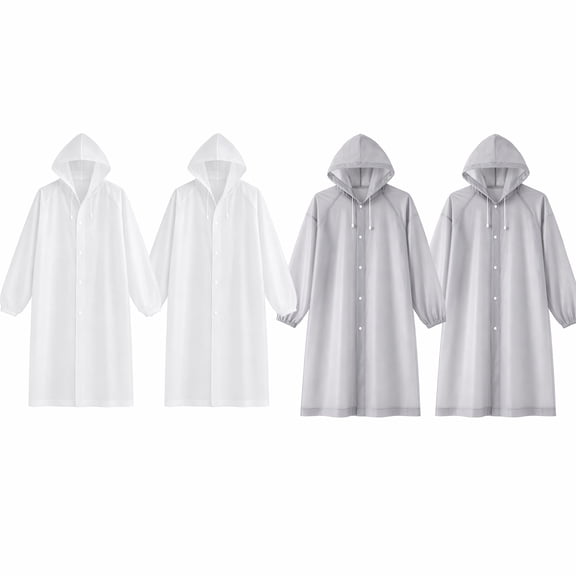 4 Pack Reusable EVA Rain Coats for Adults, Thick Non-Disposable Portable Full Length Waterproof Rain Ponchos for Travel Cycling Outdoor Use