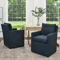 thumbnail image 5 of KINWELL 25" Wide Upholstered Dining Chairs with Casters Set of 2, Modern Performance Fabric No Assembly Down Cushion Rolling Dining Armchair for Kitchen Dining Room (Indigo), 5 of 9
