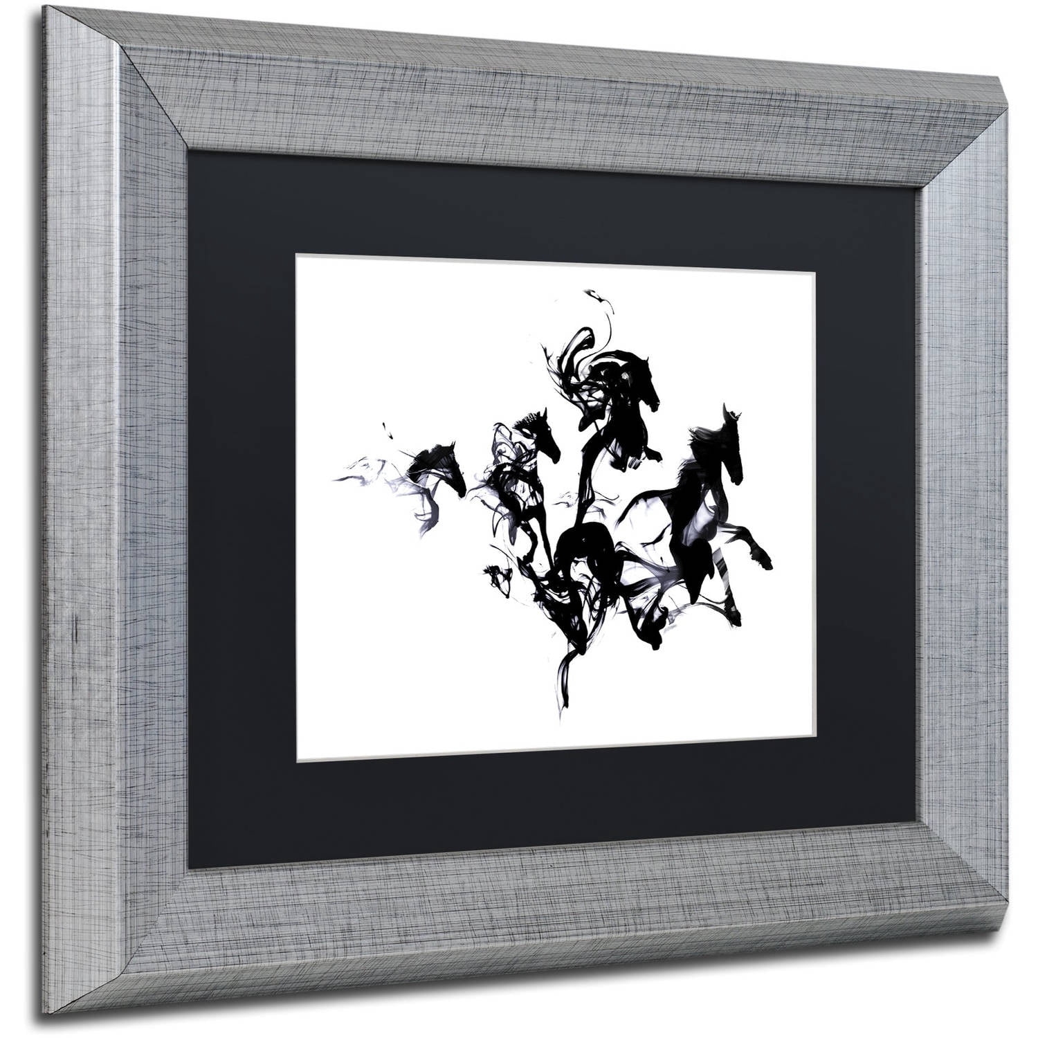 Trademark Fine Art 'Black Horses' Canvas Art by Robert Farkas, Black Matte, Silver Frame