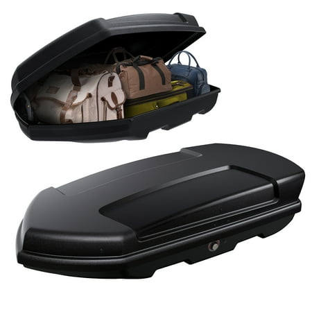 13 Cubic Feet Rooftop Cargo Box Dual Side Opening Hard Shell Cargo Carrier Boxes , 110 LBS Capacity Waterproof Carrier Box Matte Black