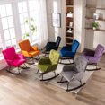 thumbnail image 6 of Rocking Chair, Modern Velvet Tufted Upholstered Rocking Chair with Metal Frame Nursery Glider Armchair with Solid Wood Legs Leisure Reading Rocker Chair Single Sofa for Living Room Bedroom, Orange, 6 of 7