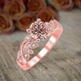 thumbnail image 2 of 1.50 Carat Round cut Real Morganite and Moissanite Flower Engagement Ring Sterling Silver with 18k Gold Plating, 2 of 3