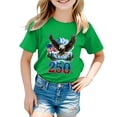 thumbnail image 5 of mgoYE Girls Boys American Flag Shirt 4th of July T-Shirt Patriotic Short Sleeve Tee USA Flag Stripe Star Summer Blouse Tops 250th Anniversary Gifts USA T-Shirt(Green,3-4 Years), 5 of 5