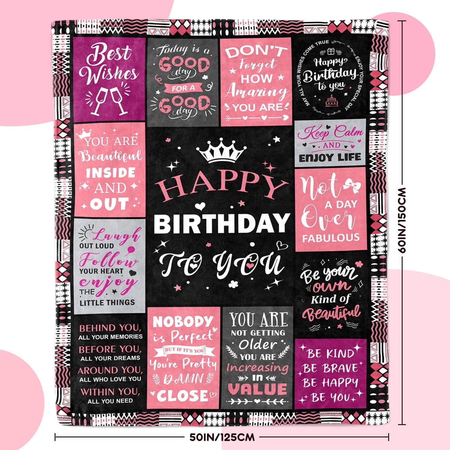 Birthday Gifts for Women - Happy Birthday Decorations Blanket - Gifts for Women Birthday Unique - Womens Birthday Gift Ideas for Her Wife Daughter Mom Sister Friendship - Soft Throw Blanket