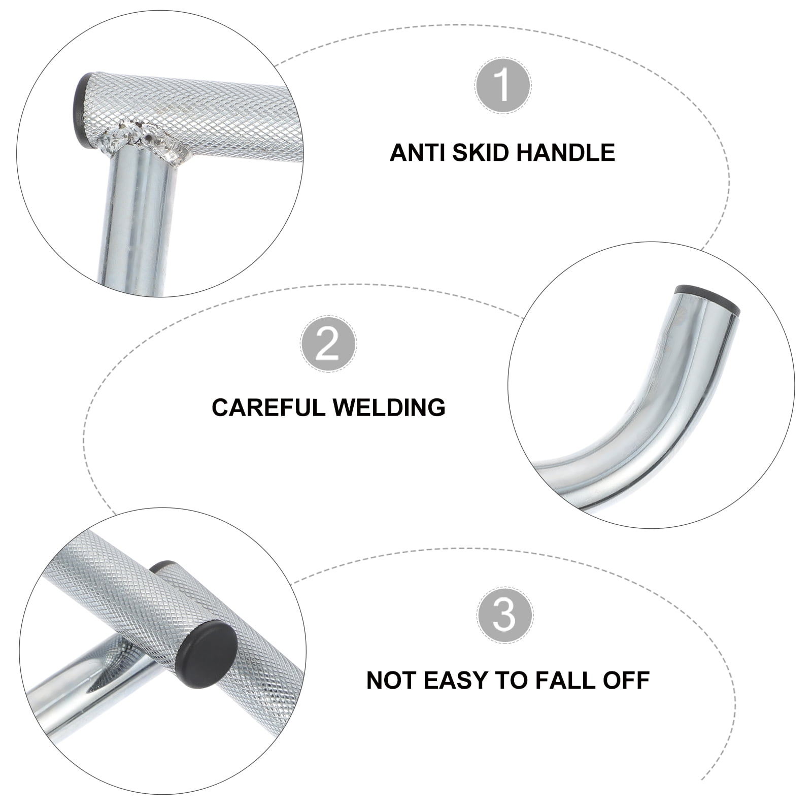 WEUVEB Silver Steel Resistance Band Handles, Anti-Slip, Practical for Exercises 2Pcs
