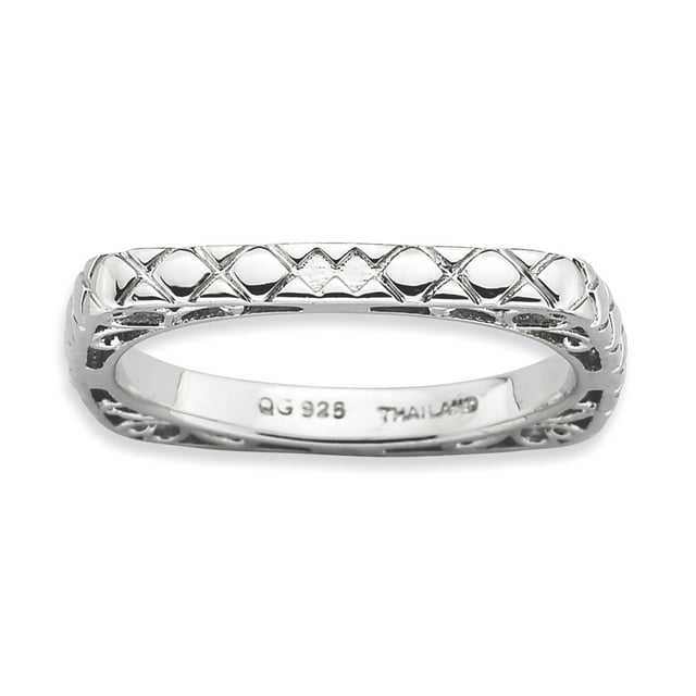 925 Sterling Silver Plate Square Stackable Ring