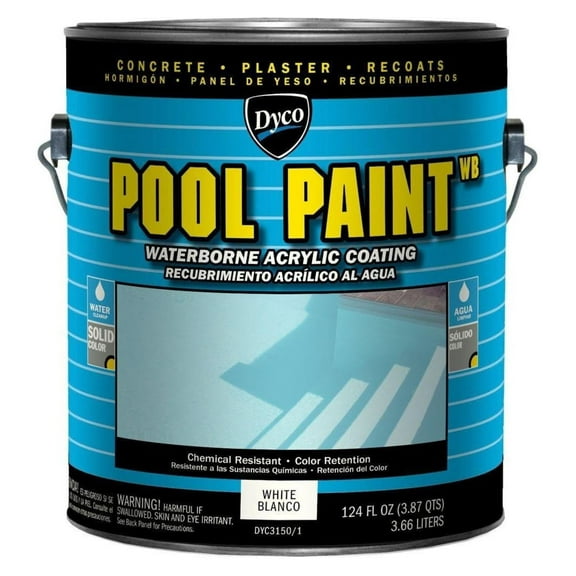 Dyco Waterborne Pool Paint, White, 1 Gallon, Resistant to UV, Water, Salt, Chemicals, Fading, Cracking & More, Seals Hairline Cracks, Lasts 5-8 Years