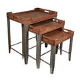 thumbnail image 4 of Set Of 3 Wood Top Nesting Table With Side Handles And Galvanized Metal Base, 4 of 5