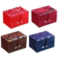 thumbnail image 3 of Joyero de brocado Qarigey Caja de almacenamiento Collar 9*6*5.5 cm Color café, 3 of 6