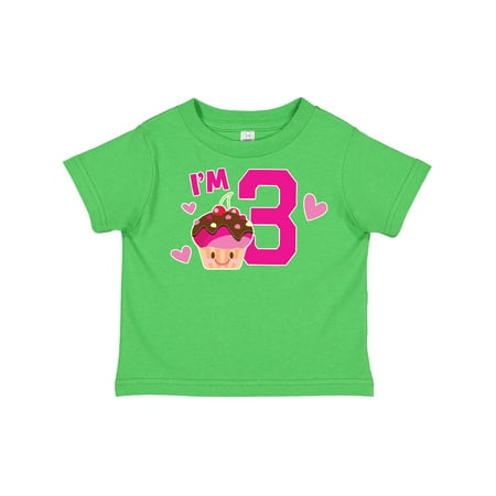 

Inktastic I m 3 with Cute Cupcake and Hearts Gift Toddler Toddler Girl T-Shirt