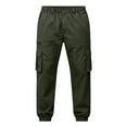 thumbnail image 2 of Cargo Sweatpants for Men with Cuffed Hem Elastic Waist with Button Trousers Loose Fit Casual Jogger Outdoor Pants, 2 of 7