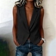 thumbnail image 6 of Womens Lapel Sleeveless Suit Vest One Button Cropped Blazer Waistcoat With Fake Pockets S, 6 of 8