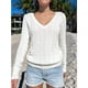 thumbnail image 5 of Suéter de Punto de Larga para Mujer, Moda de Otoño, Cuello en V, Jersey Ajustado, Ropa Informal de Trabajo para Otoño. S, 5 of 7