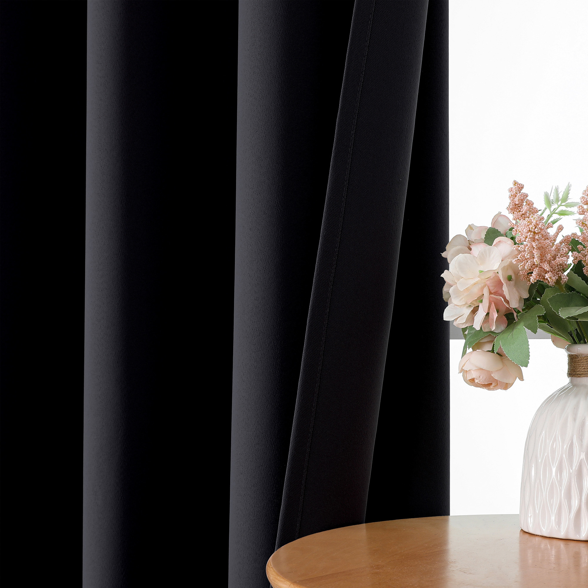 MKHILL Aether Black Blackout Curtains, 2 Panels 40x63 photo 4