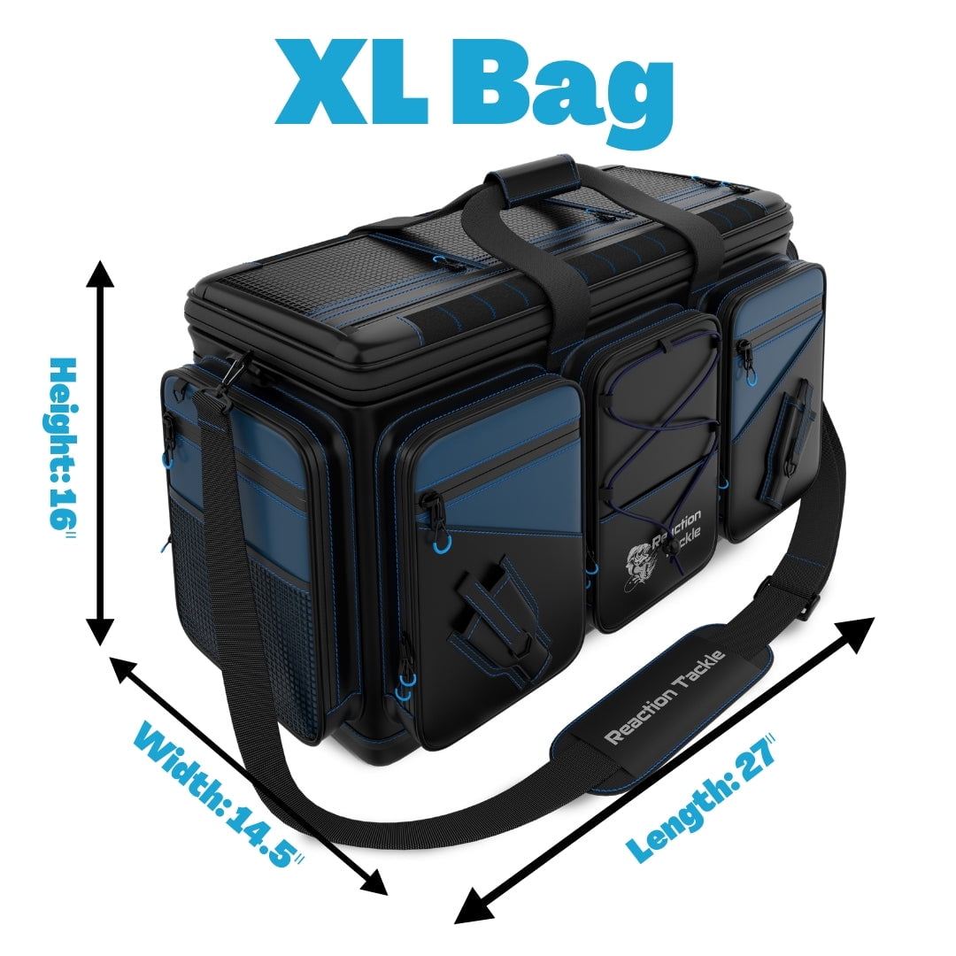 Reaction Tackle Fishing Tackle Bag – Salt Water Resistant Tackle Box Bag, 1000D PVC Waterproof Material, Durable Liner, Removable Dividers, for 3600 or 3700 Trays, XL Bag