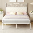 thumbnail image 6 of Yoneston Full Size Metal Platform Bed Frame with Faux Leather Upholstered Headboard for Adults Kids Bedroom Furniture, White, 6 of 8