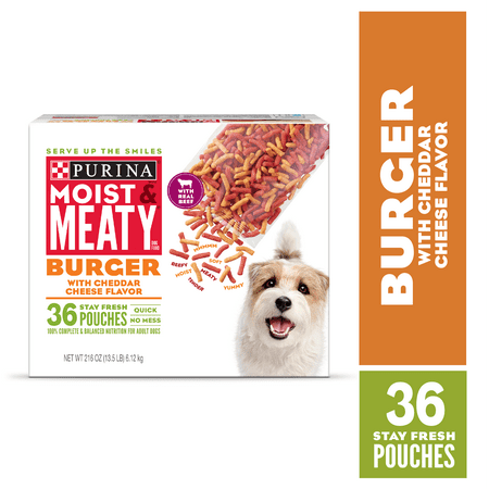 Purina Moist & Meaty Dry Dog Food Burger with Cheddar Cheese Flavor 36 ...