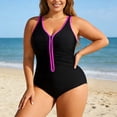 thumbnail image 2 of Women's One Piece Swimsuit Plus Size Swimsuit for Women Tummy Control Front Zipper Swimwear for Summer, 2 of 7