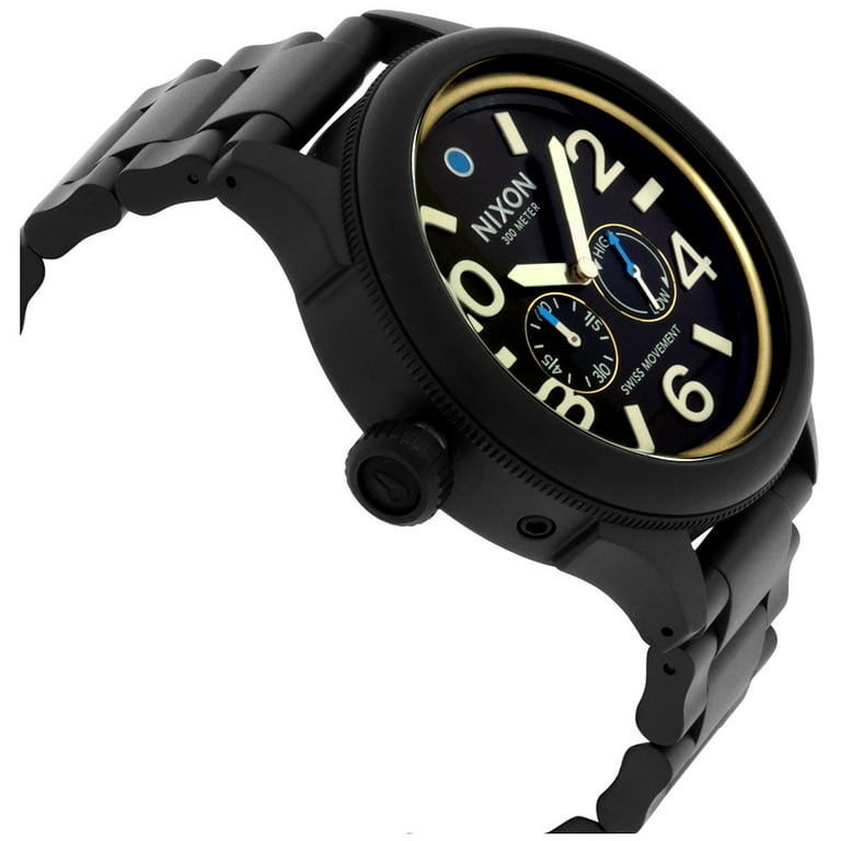 Nixon Men s Watch October Tide All Black Brass Brown A4742209