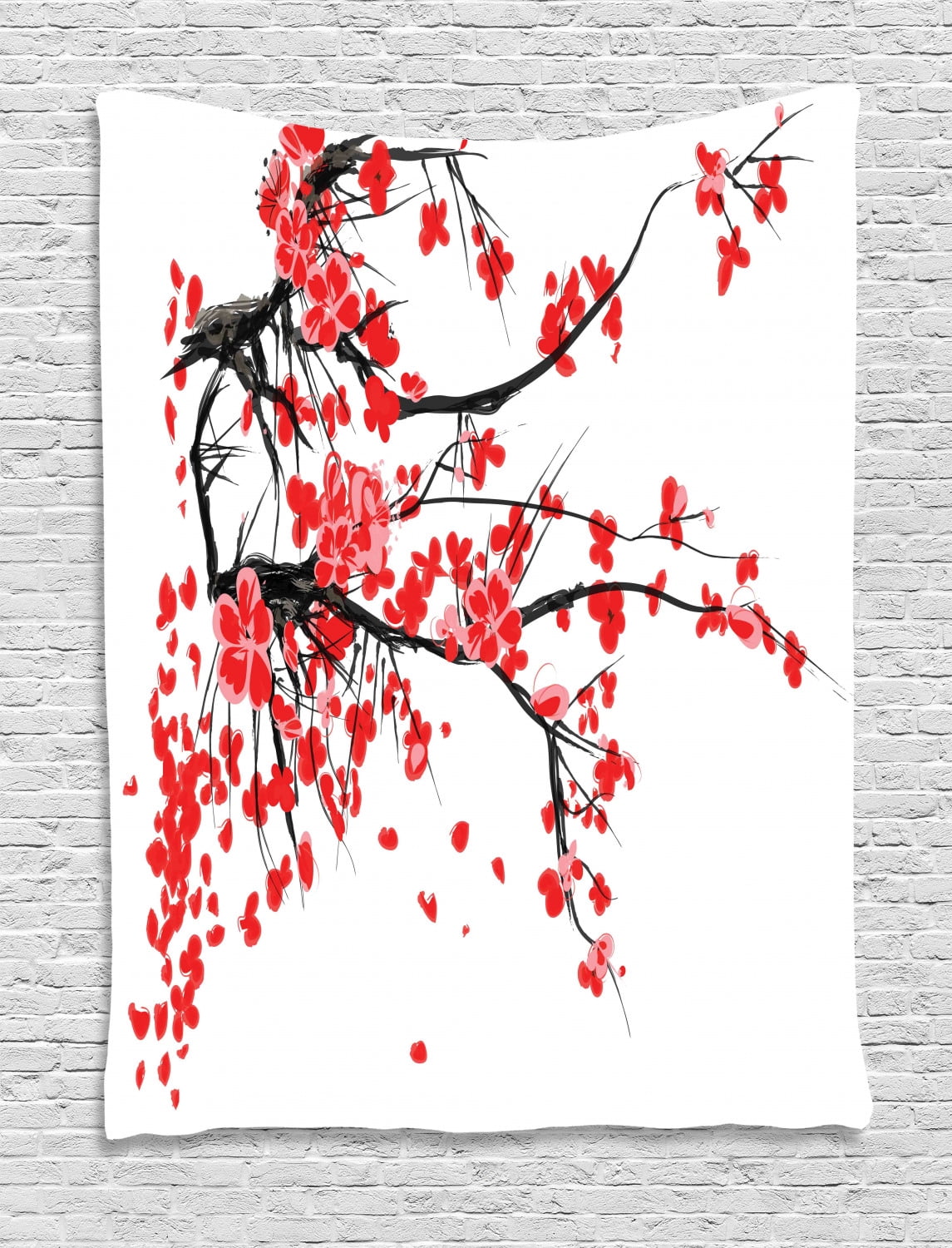 Floral Tapestry, Japanese Cherry Blossom Sakura Blooms Branch Spring