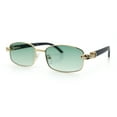 thumbnail image 5 of Luxury 90s Gangster Narrow Rectangle Jaguar Head Hinge Sunglasses Gold - Green, 5 of 8
