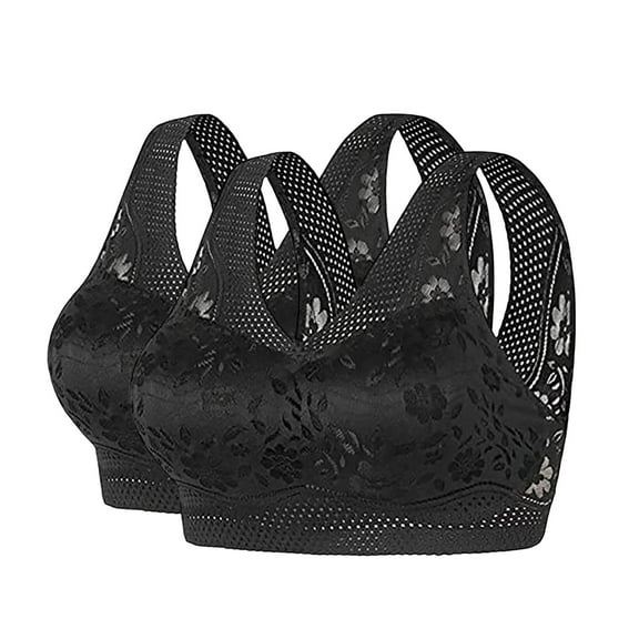 ZSQDM Women's Full Figure Minimizer Bras Comfort Large Busts Wirefree Non Padded Plus Size Bra Black XXXXL