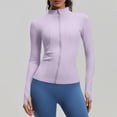 thumbnail image 6 of Drovellove Women's Yoga Top Long Sleeve Zip Up Athletic Shirt - High Neck Running Workout Top with Thumb Holes, Quick-Dry Training Tee for Gym, Cycling, Hiking, Dance, Outdoor Fitness, 6 of 8