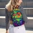 thumbnail image 6 of Honeii Pride Rainbow Print Canvas College Laptop Backpack, Durable Rucksack Travel Notebook Bag School Backpack Book Bag for Men Women-Small, 6 of 7