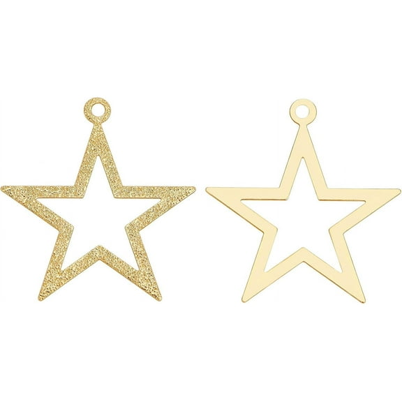 1 Box Brass Pendants Lead Free & Cadmium Free & Nickel Free Star Real 18K Gold Plated 27x25x0.3mm Hole: 2mm 30pcs/box