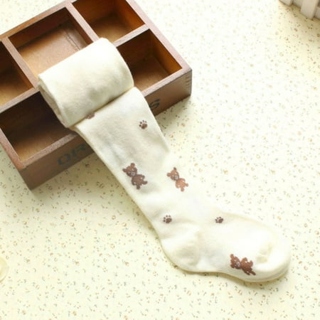 

DanceeMangoo Girls Tights Stockings for Baby Toddler Kids Children Knitted Bear Girl Pantyhose Elastic Cotton Child Cartoon Fashion 2-9 Years