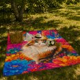 thumbnail image 7 of YShenghong Fluffy Calico Cat Surrounded By Vivid Giant Flowers Printed Flannel Blanket, 7 of 7