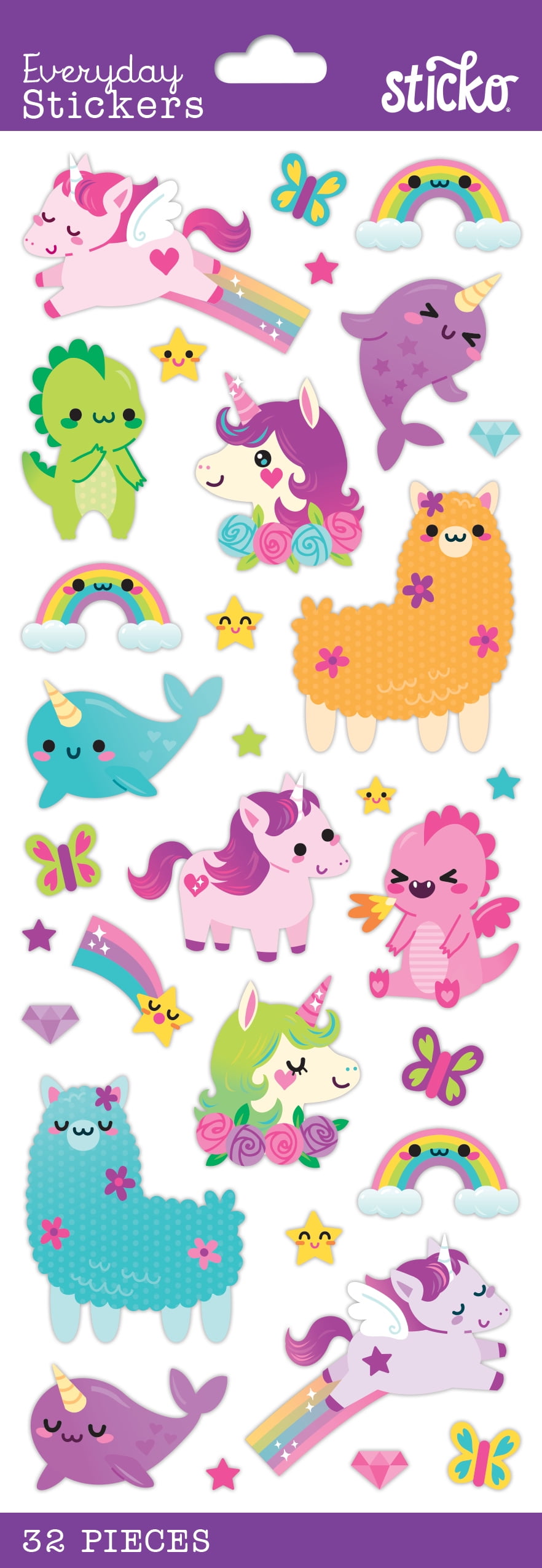Simplicity Kawaii Fantasy Animal Stickers, 32 Piece