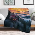 thumbnail image 5 of NIANHE Sunset trees house blanket, printed design, winter sofa dormitory home decoration, must-have travel product. Size is 60x80 inches., 5 of 9