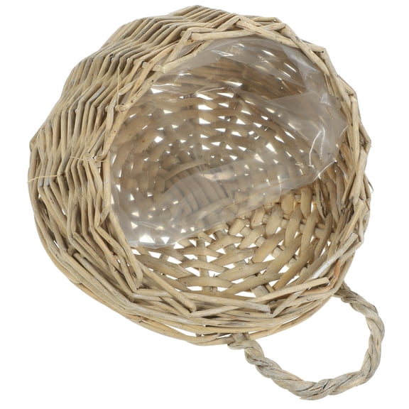 Soimiss Light Brown Wicker Hanging Flower Basket Decorative Storage Organizer for Home Use 9.8 x 9.8 x 9.8 Inches