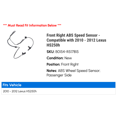 thumbnail image 2 of Front Right ABS Speed Sensor - Compatible with 2010 - 2012 HS250h 2011, 2 of 2