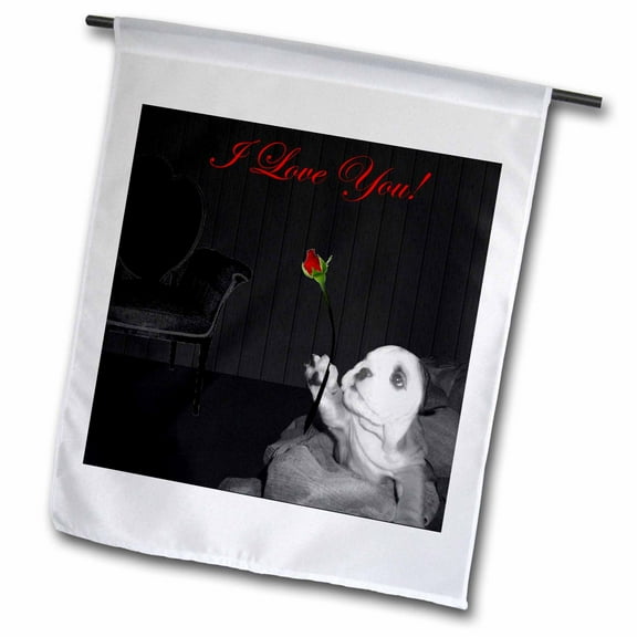 3dRose, English Bulldog Valentine, 12 x 18 inch Garden Flag