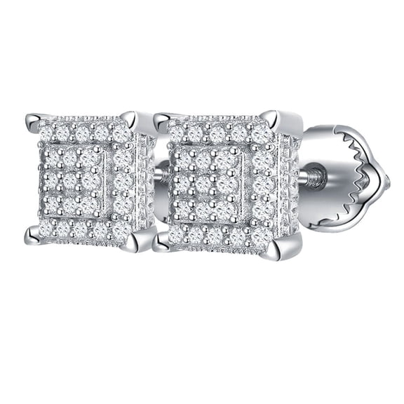 KIJ 0.45 Carat Square Moissanite Stud Earrings,925 Sterling Silver 14K White Gold Plated VVS1 Gra Certified Hypoallergenic Gifts for Men Women