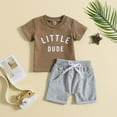 thumbnail image 2 of Gerichy Toddler Baby Boy Summer Clothes Letter Print Shorts Set 0 6 12 18 24 Months Outfits 2-3 Years Clothes Set Crewneck Letter Print Boys Top Shorts 2 Piece Set Summer Boys Top Shorts Outfits, 2 of 6