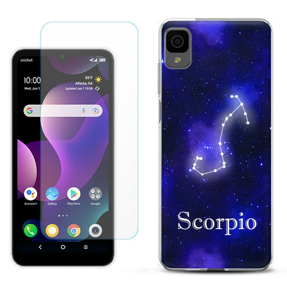 Slim-Fit Gel TPU Phone Case for TCL 30Z / 30 Z / 30 LE, with Tempered Glass Screen Protector, by OneToughShield ® - Zodiac / Scorpio